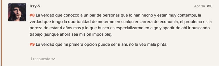 opinión positiva alumno administración y finanzas