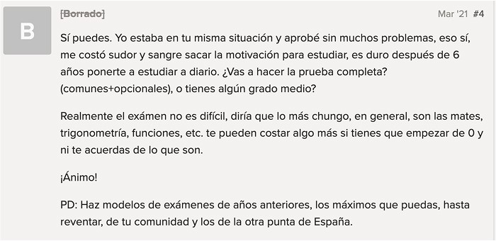 Opinión alumno 2 sobre cómo de difícil es la prueba de acceso al grado superior
