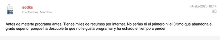 opinión de estudiante programación en forocoches