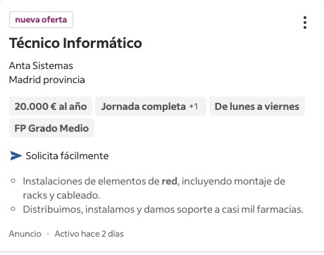 ofertas empleo sistemas informaticos y redes indeed