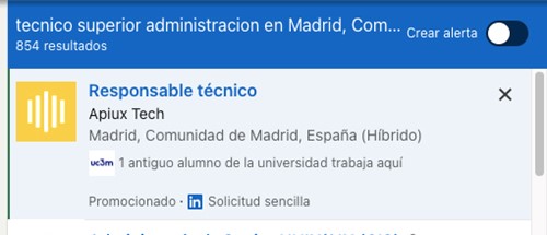 ofertas trabajo tecnico superior administracion en Madrid