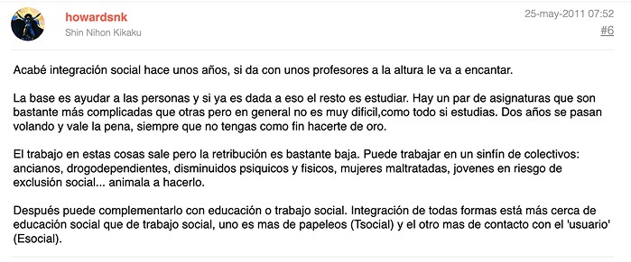 Opinión alumno 4 sobre las asignaturas del grado superior en integración social