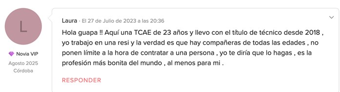 Opinión alumno 3 sobre el Grado Medio de Auxiliar de Enfermería