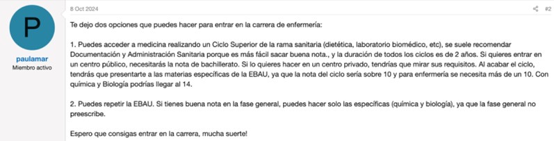 Testimonio alumno cómo acceder a enfermería desde ciclo formativo