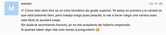 Opinión alumno 2 sobre las asignaturas del grado superior en integración social